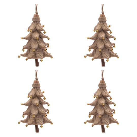 Melrose 5.5" Rustic Brown Tree Ornaments, 4ct.